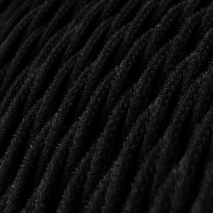 Image pour câble textile noir coton tressé