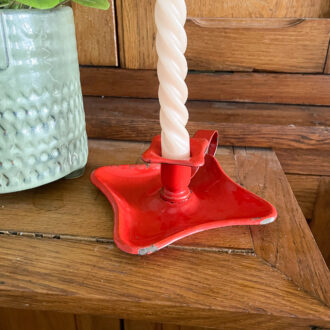 image Bougeoir en tôle émaillée rouge